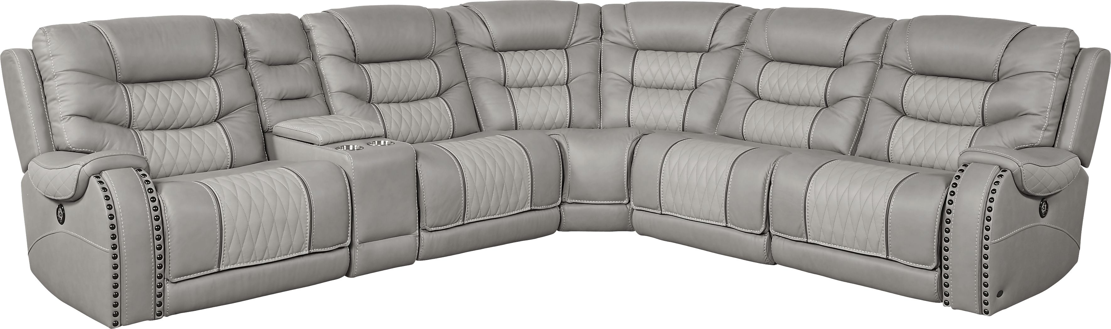 Eric Church Highway To Home Headliner Gray Leather 9 Pc Dual Power Reclining Sectional Living Room