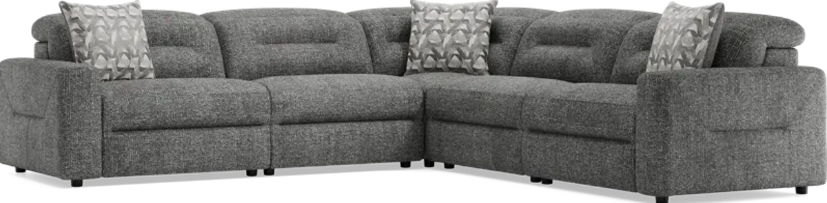 Belia Gray 5 Pc Dual Power Reclining Sectional