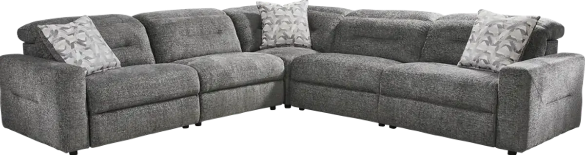 Belia Gray 5 Pc Dual Power Reclining Sectional