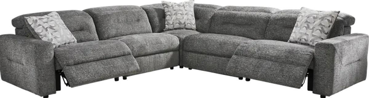 Belia Gray 5 Pc Dual Power Reclining Sectional