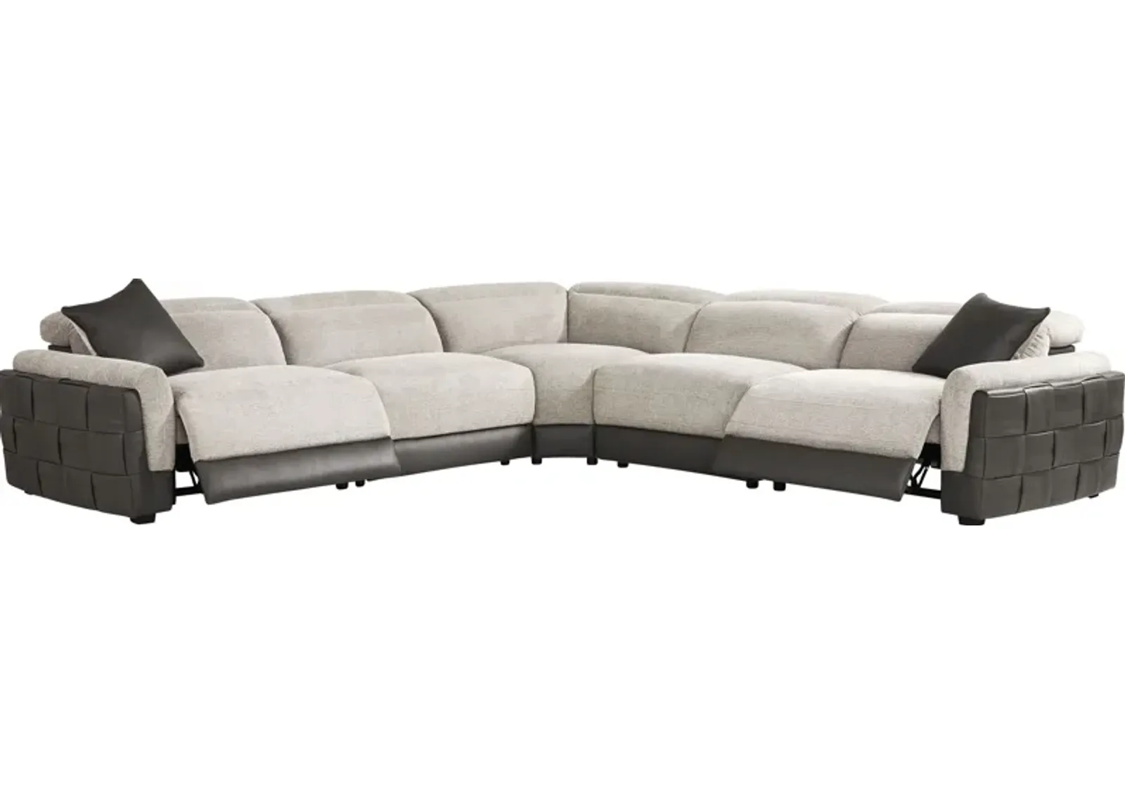 Seneca Falls Gray 5 Pc Dual Power Reclining Sectional