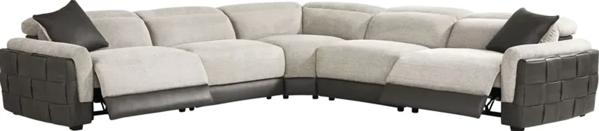 Seneca Falls Gray 5 Pc Dual Power Reclining Sectional