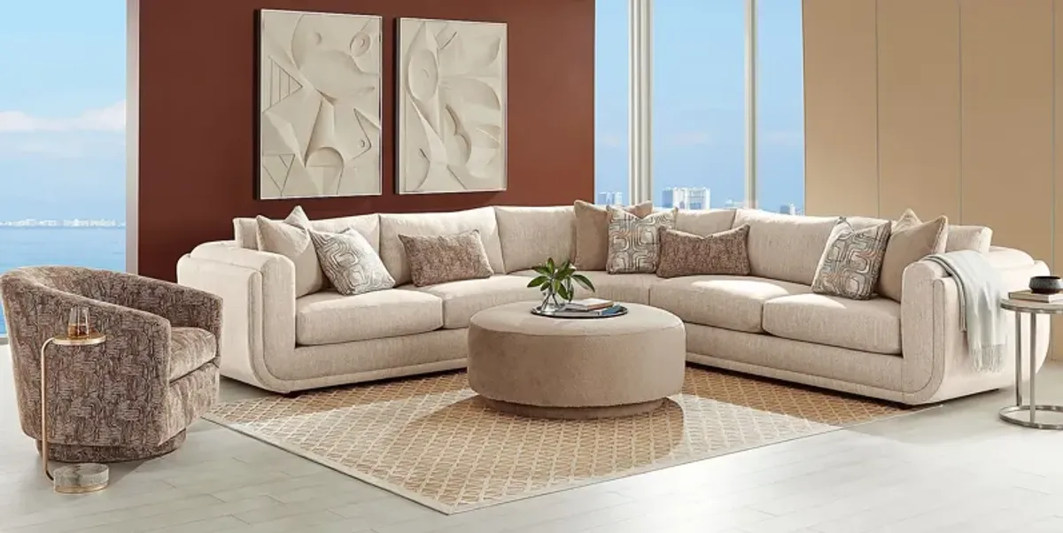 Wexley Beige 3 Pc Sectional