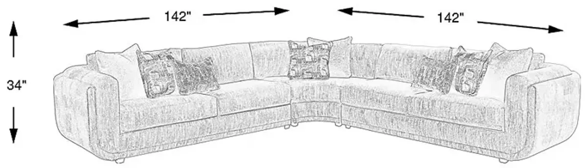 Wexley Beige 3 Pc Sectional