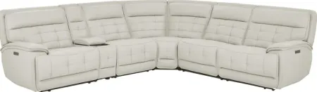 Pacific Heights Light Gray Leather 6 Pc Dual Power Reclining Sectional