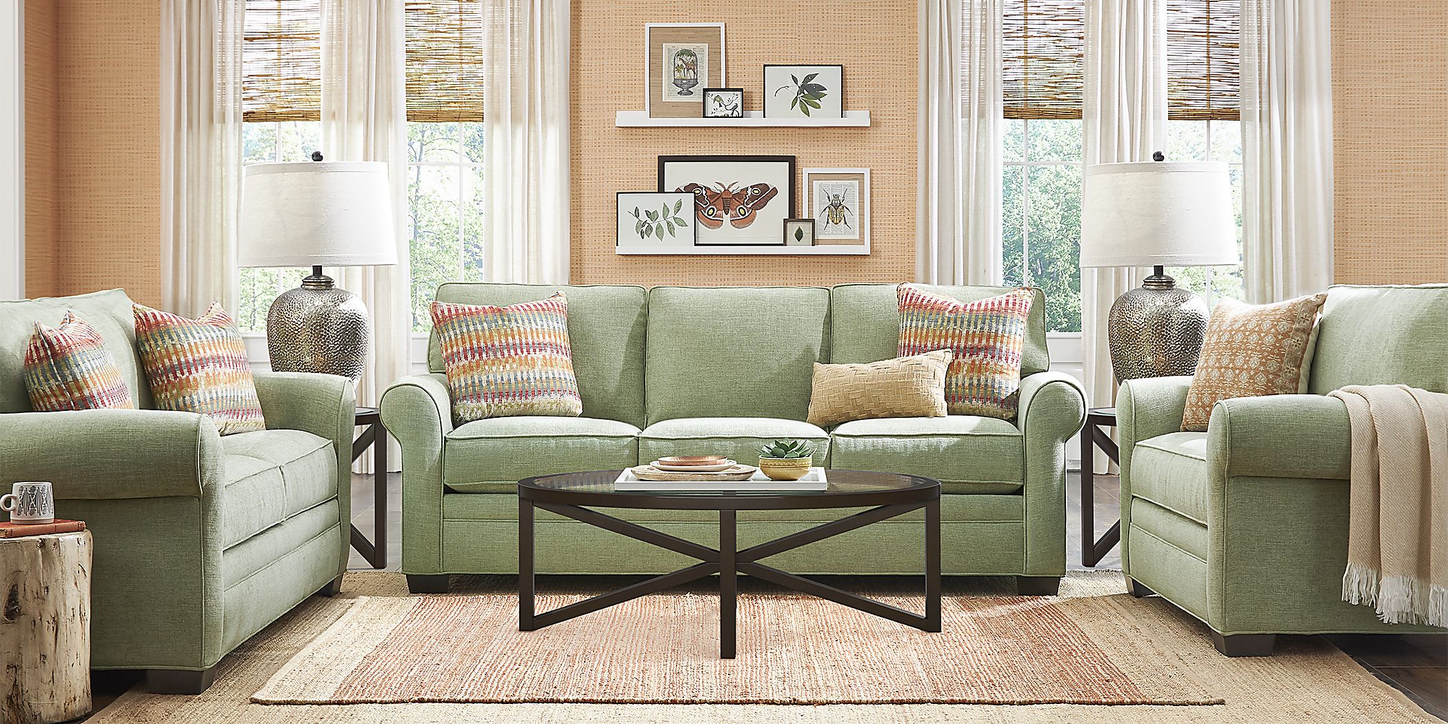 Bellingham Celadon Textured Chenille 5 Pc Living Room