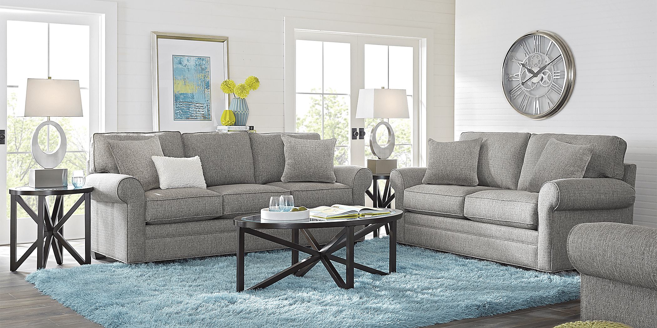 Cindy Crawford Home Bellingham Gray Textured 7 Pc Living Room