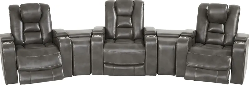 Novi Gray 5 Pc Dual Power Reclining Home Theater Sectional