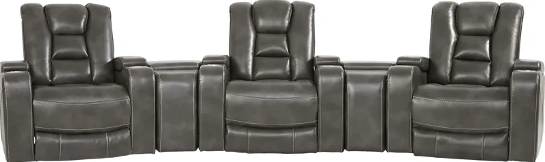 Novi Gray 5 Pc Dual Power Reclining Home Theater Sectional