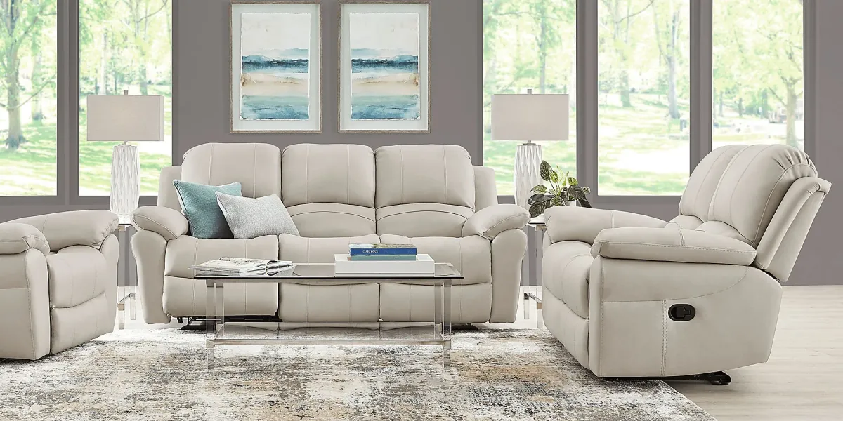 Vercelli Way Stone Leather 5 Pc Reclining Living Room