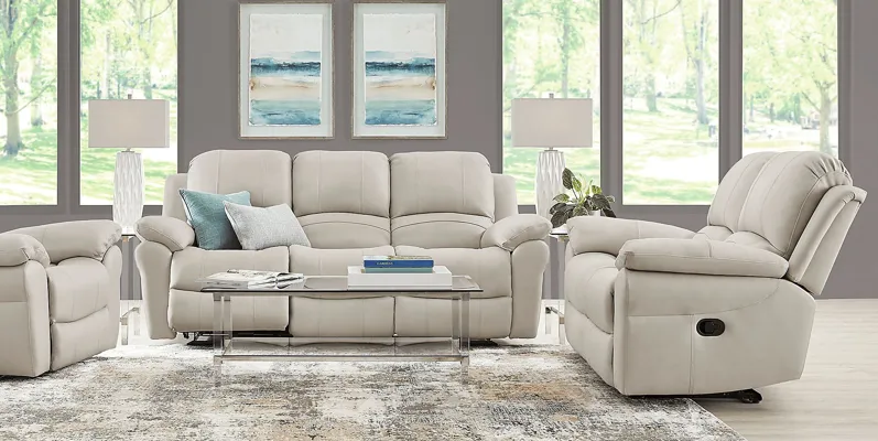 Vercelli Way Stone Leather 5 Pc Living Room with Reclining Sofa