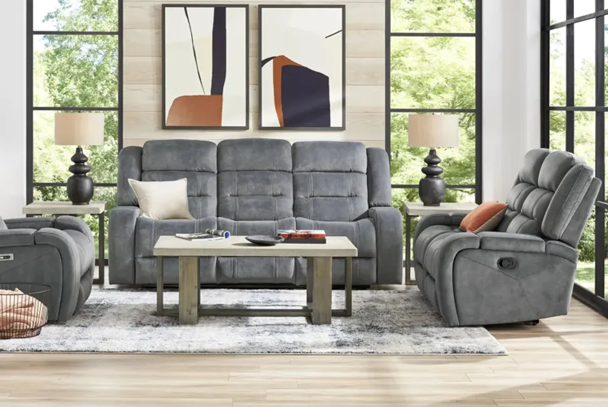 McKinley Graphite 3 Pc Reclining Living Room