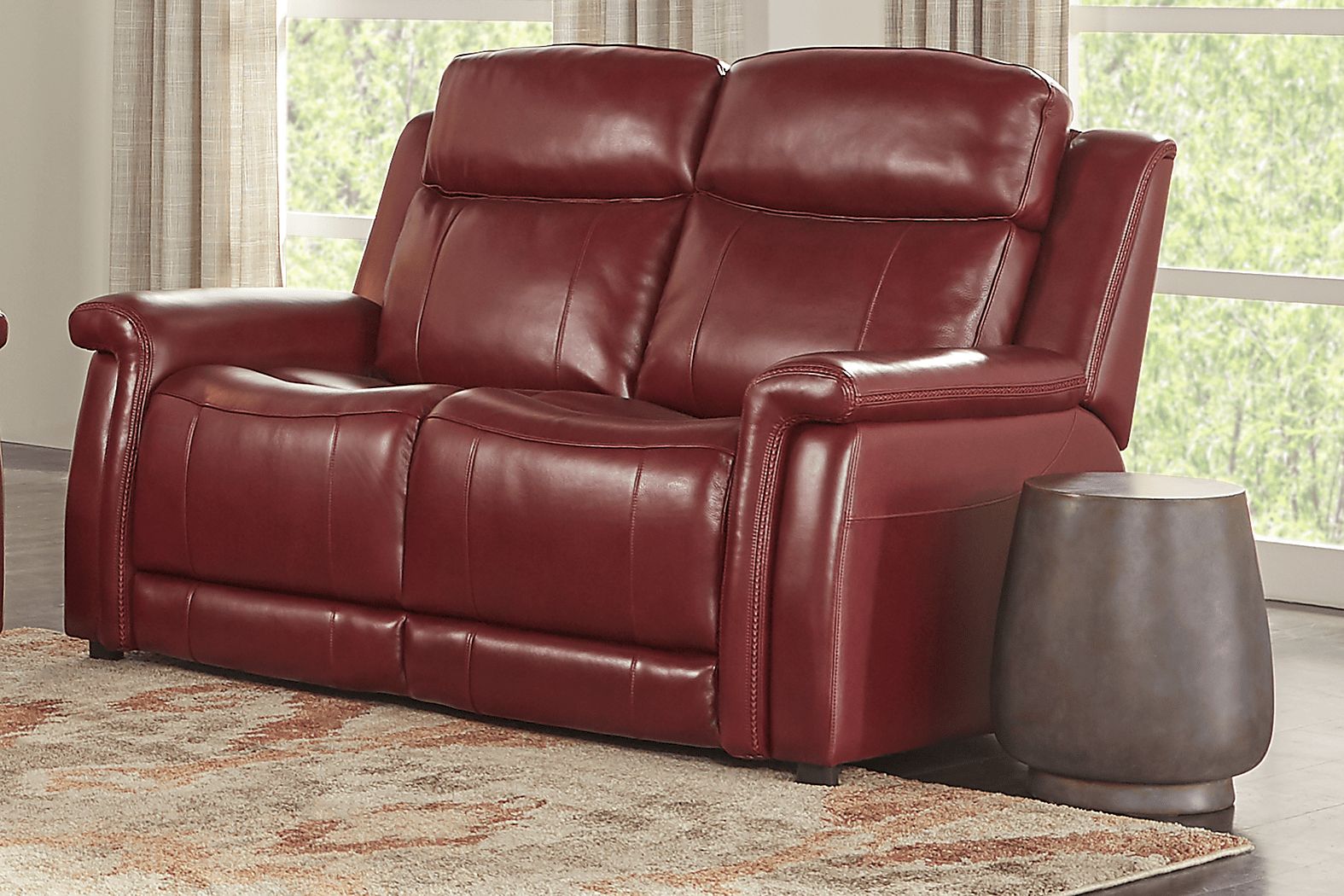 Orsini Red Leather 3 Pc Living Room with Dual Power Reclining Sofa