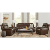 Orsini Brown Leather 3 Pc Living Room with Dual Power Reclining Sofa