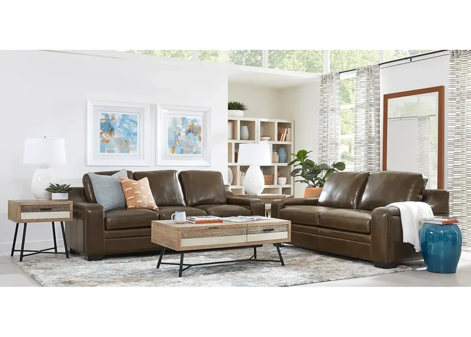 Gisella Brown Leather 2 Pc Living Room