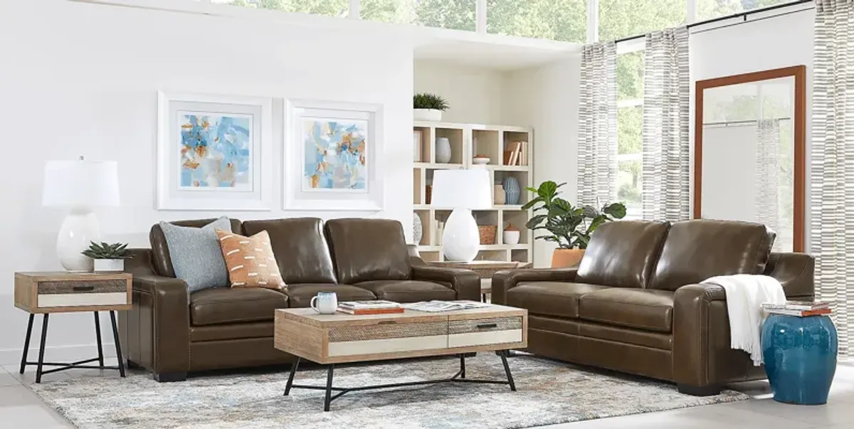 Gisella Brown Leather 2 Pc Living Room