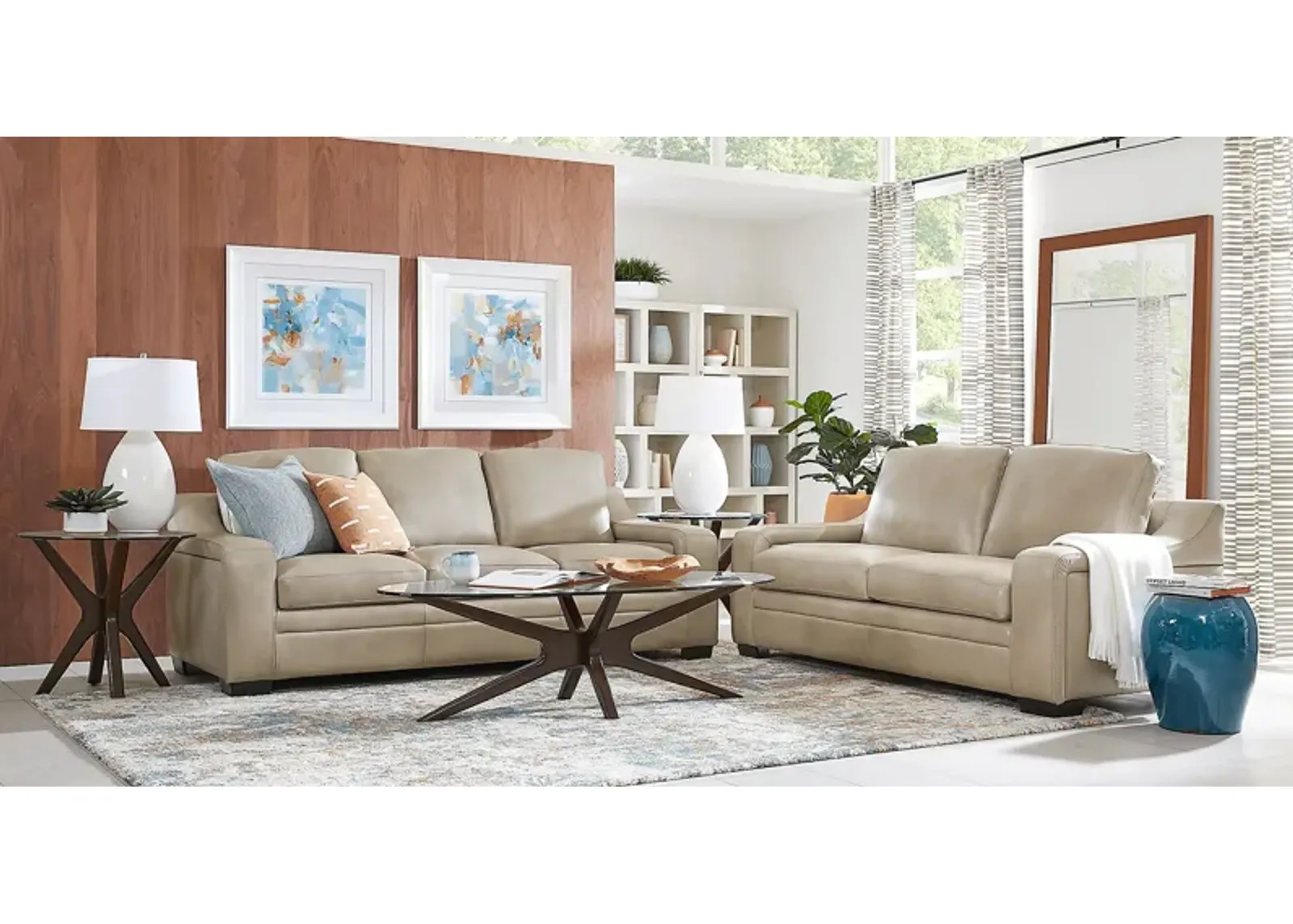 Gisella Taupe Leather 2 Pc Living Room