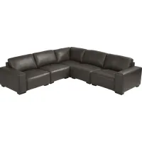 Cassano Dark Gray Leather 5 Pc Sectional