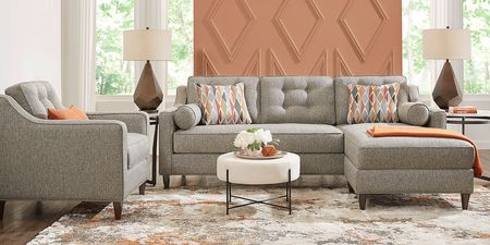 Hanover Gray Textured Chaise Sofa