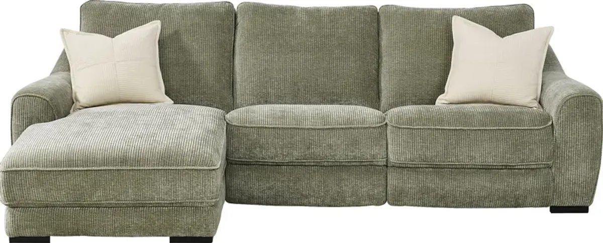 Somerset Green 3 Pc Dual Power Reclining Sectional