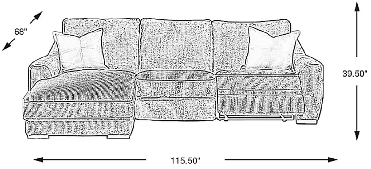 Somerset Green 3 Pc Dual Power Reclining Sectional