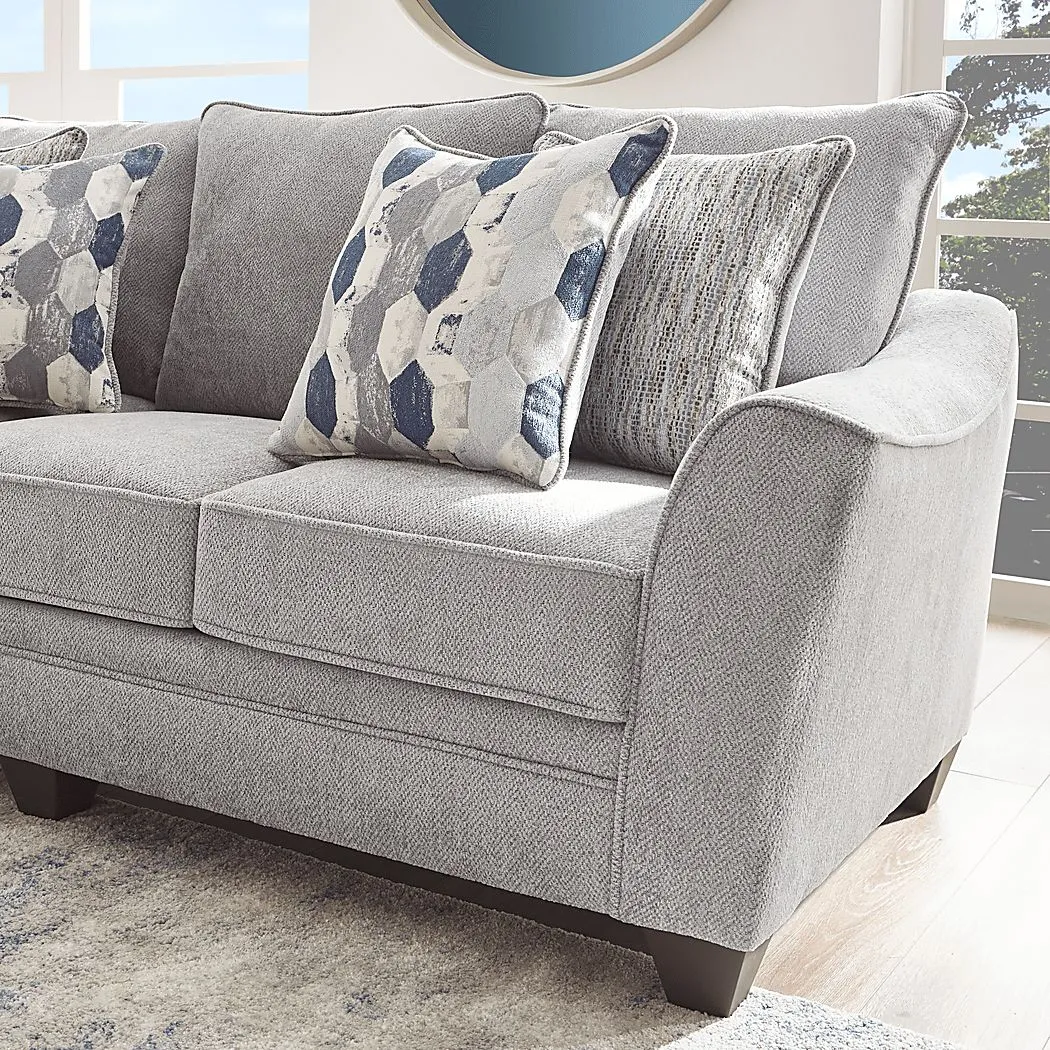 Cardiff Court Silver Gray Polyester Fabric Sofa - Rooms To Go