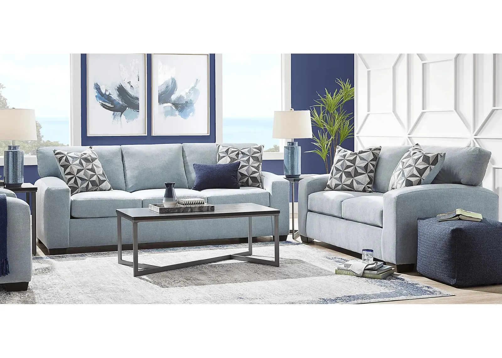 Finley Point Seafoam 7 Pc Living Room with Sleeper Sofa