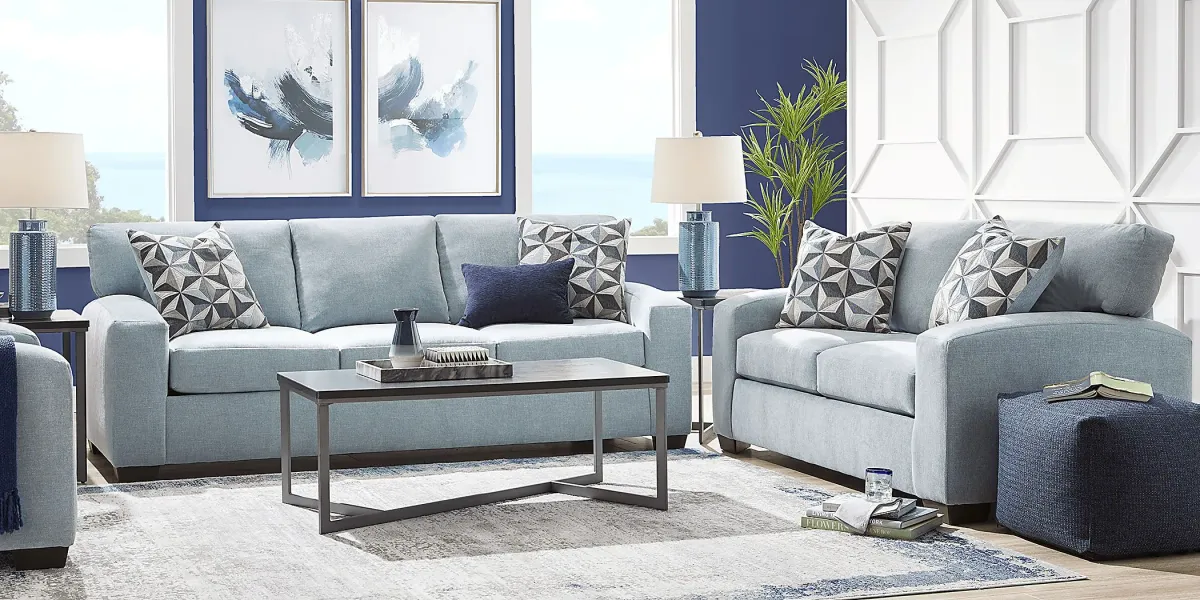 Finley Point Seafoam 7 Pc Living Room with Sleeper Sofa