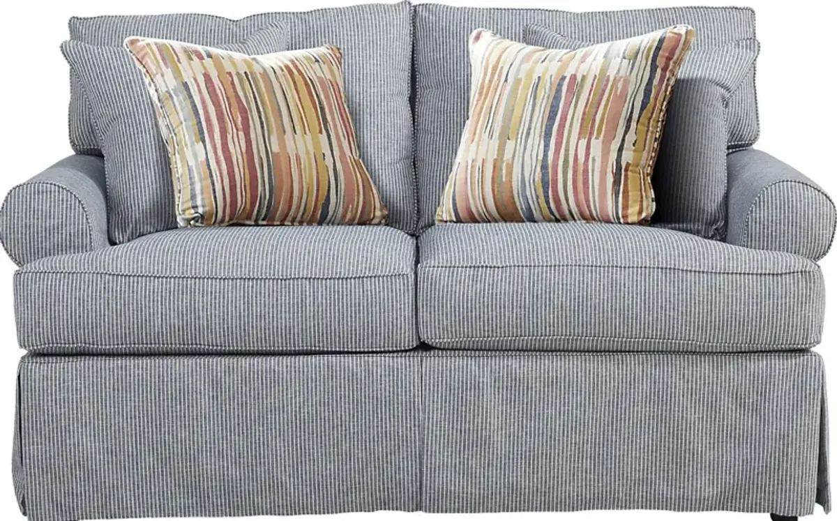 Beachside Walk Blue Denim Slipcover Loveseat