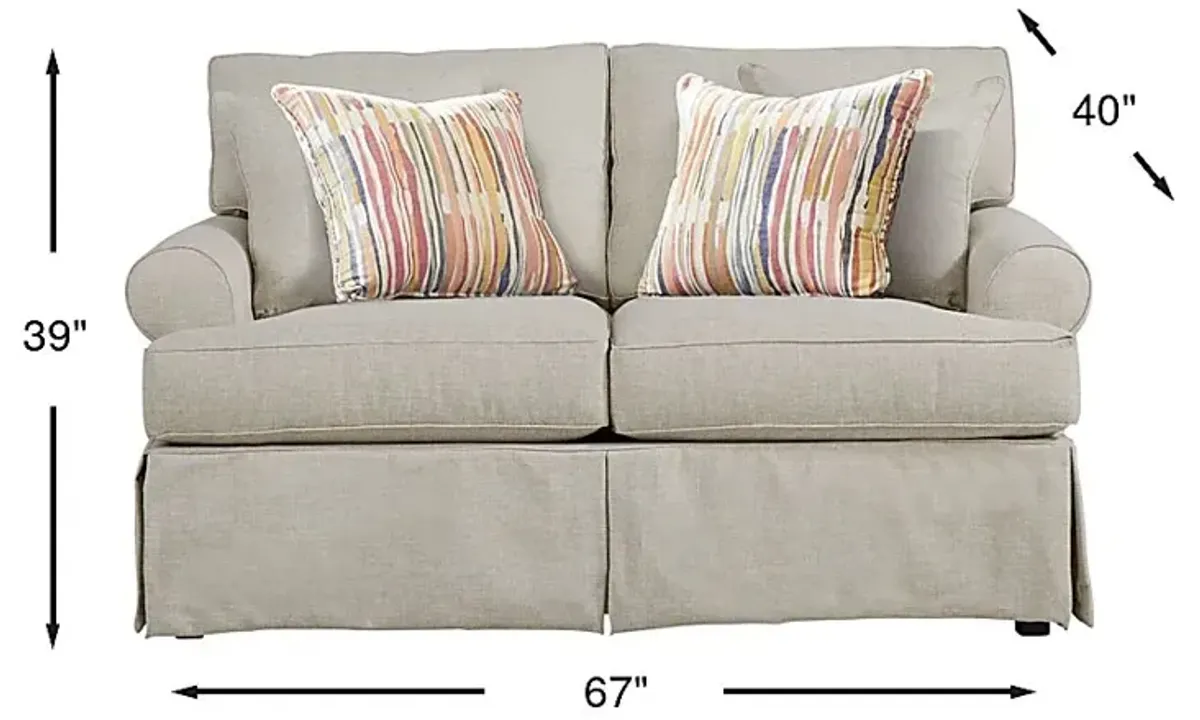 Beachside Walk Linen Textured Slipcover Loveseat