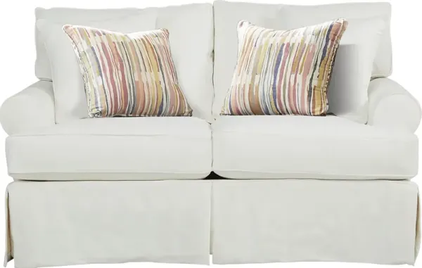 Beachside Walk White Denim Slipcover Loveseat