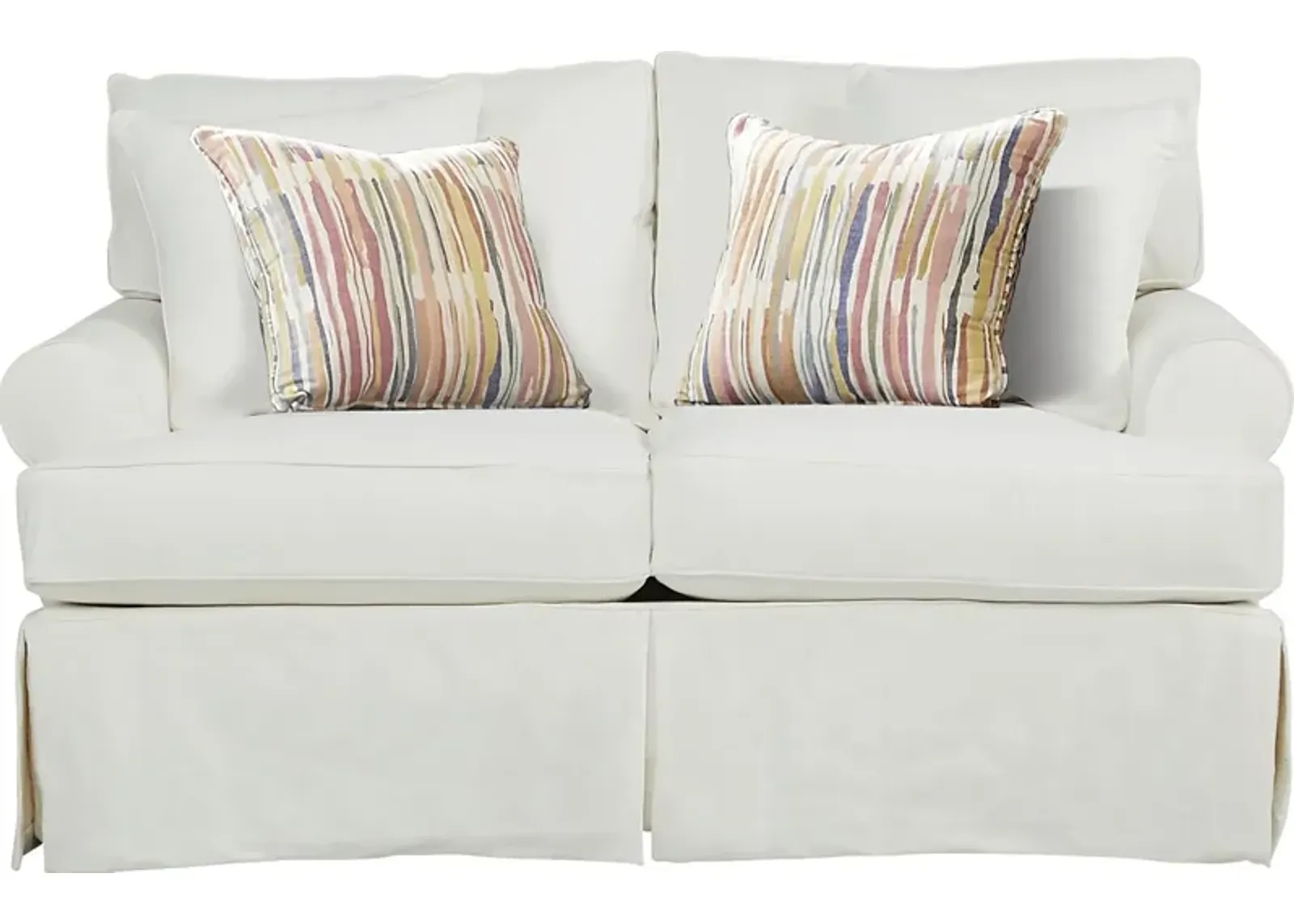 Beachside Walk White Denim Slipcover Loveseat