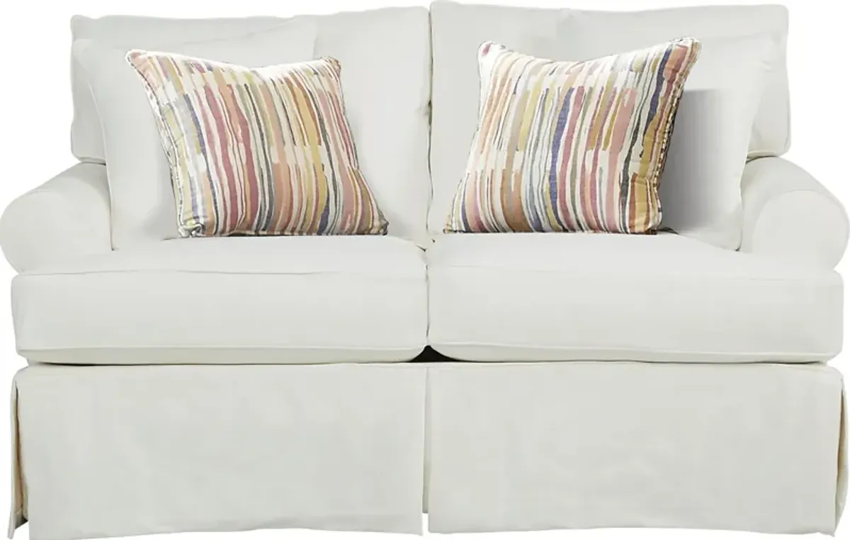 Beachside Walk White Denim Slipcover Loveseat