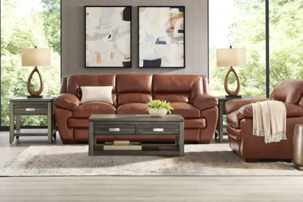 Hayworth Brown Leather 5 Pc Living Room