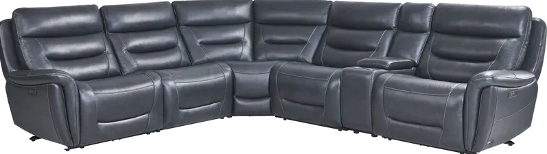 Regis Park Midnight Leather 6 Pc Dual Power Reclining Sectional