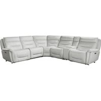 Regis Park Gray Leather 6 Pc Dual Power Reclining Sectional