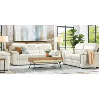 Villa Ashbury White Leather 3 Pc Living Room