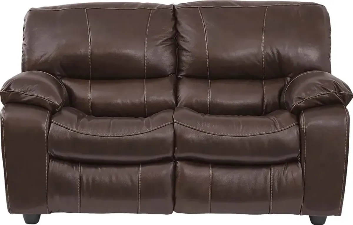 San Gabriel Brown Leather 5 Pc Living Room with Reclining Sofa