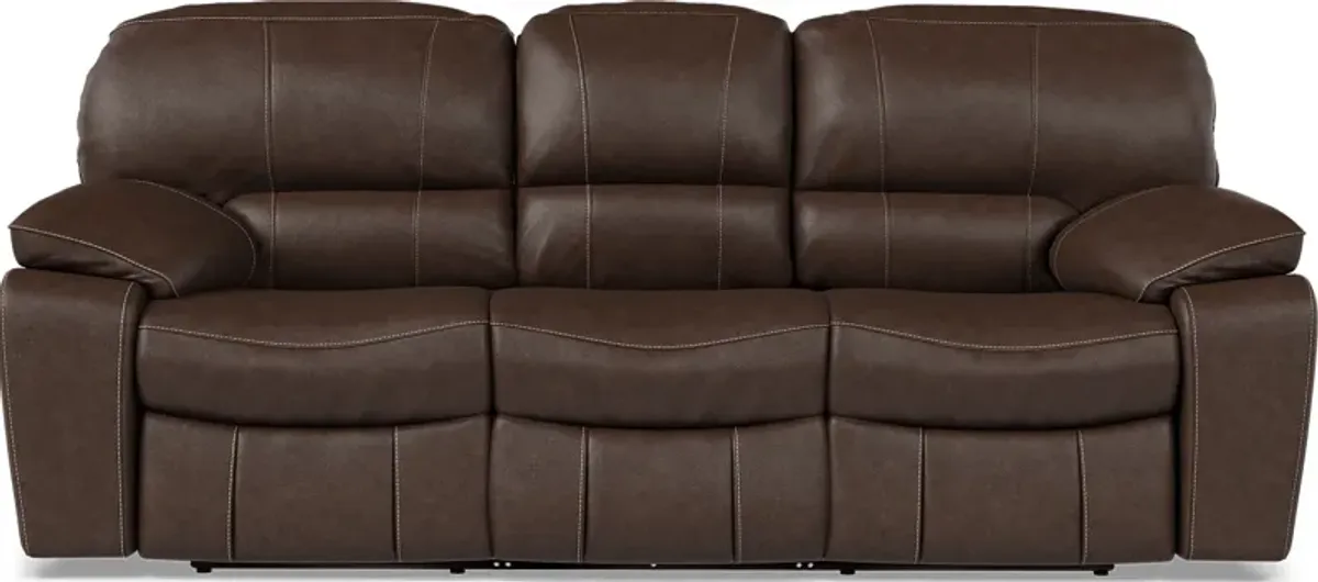 San Gabriel Brown Leather 5 Pc Living Room with Reclining Sofa