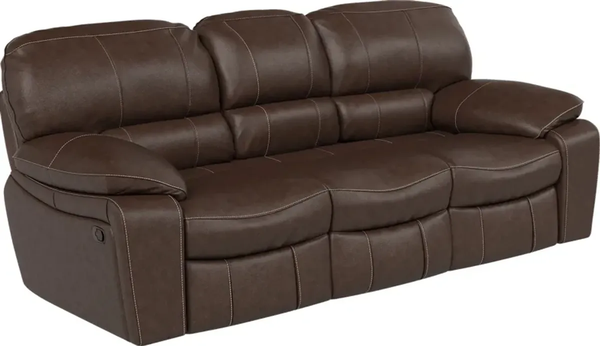 San Gabriel Brown Leather 5 Pc Living Room with Reclining Sofa