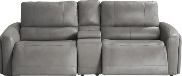 Cascade Way by Shaquille O'Neal Home Gray Leather 3 Pc Dual Power Reclining Sofa