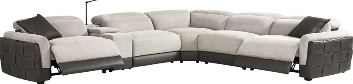 Seneca Falls Gray 6 Pc Dual Power Reclining Sectional