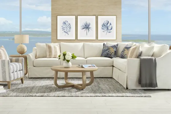 Pacific Grove White Slipcover 2 Pc Sleeper Sectional