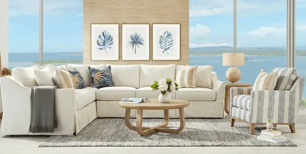 Pacific Grove White Slipcover 2 Pc Sleeper Sectional