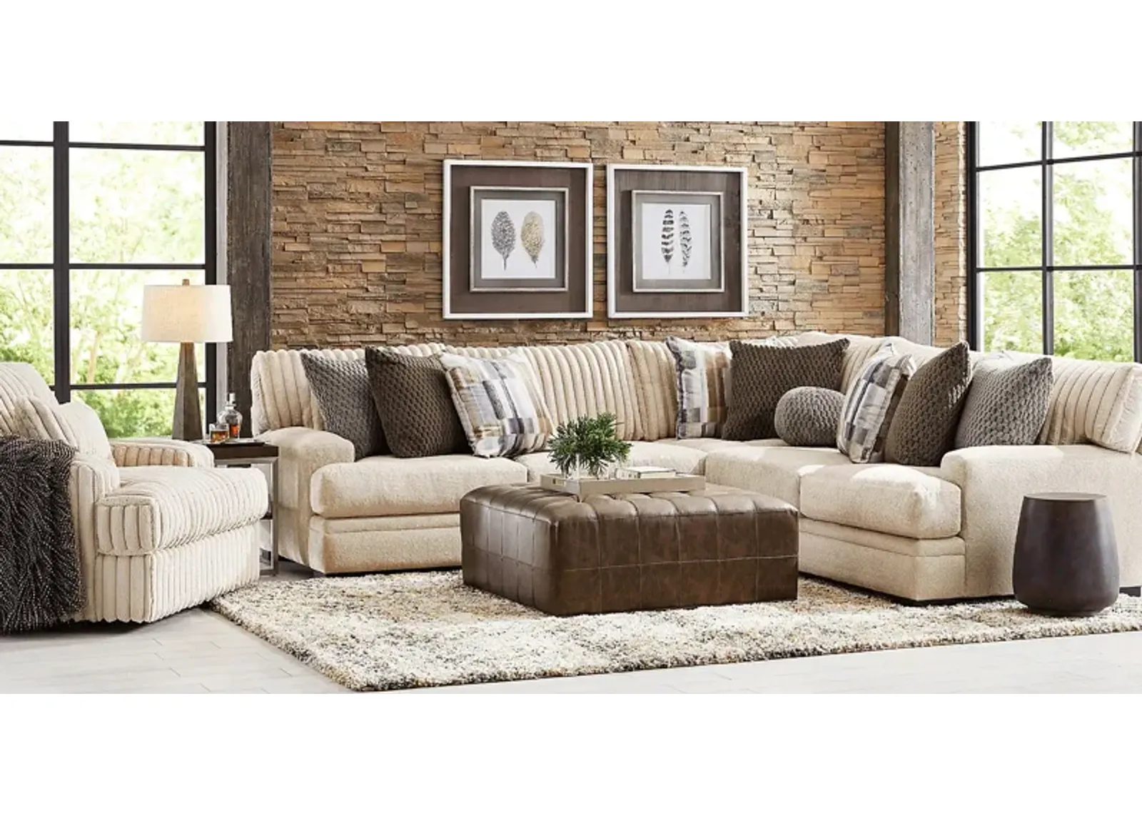 Hudson Street Beige 6 Pc Sectional Living Room