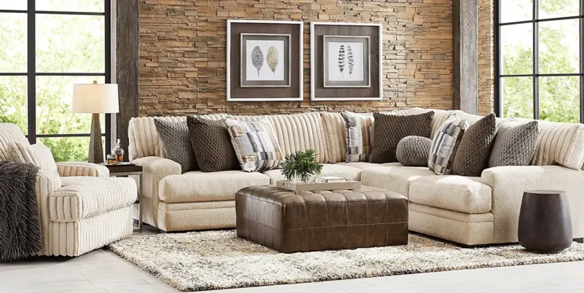 Hudson Street Beige 6 Pc Sectional Living Room