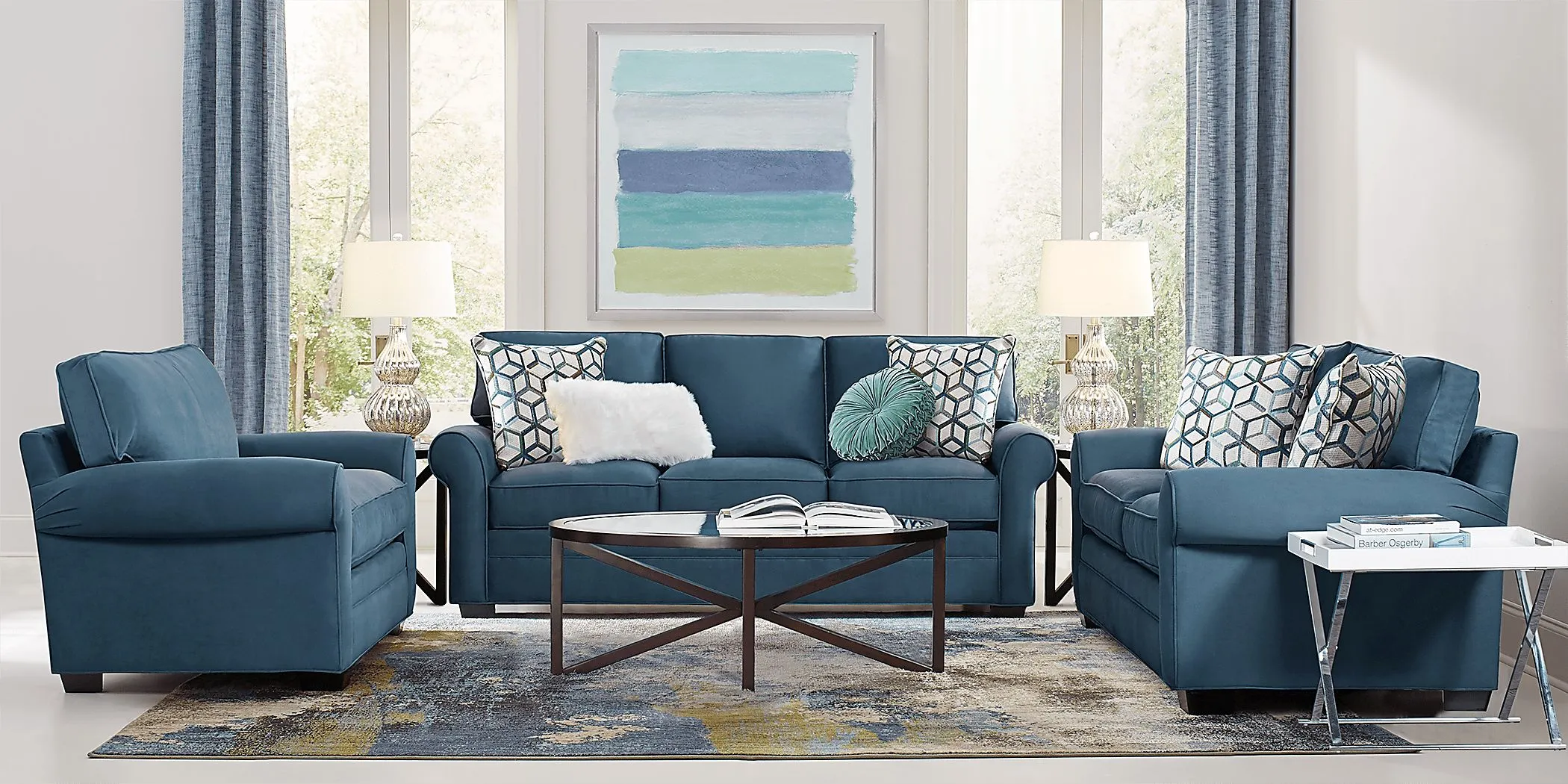 Bellingham Sapphire Textured Chenille Sofa