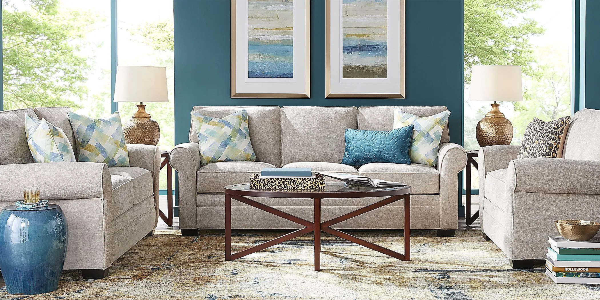 Cindy Crawford Bellingham Green Textured Sofa - Rooms To Go