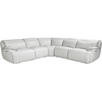 Livata Gray Leather 5 Pc Dual Power Reclining Sectional
