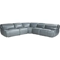 Livata Lagoon Leather 5 Pc Dual Power Reclining Sectional